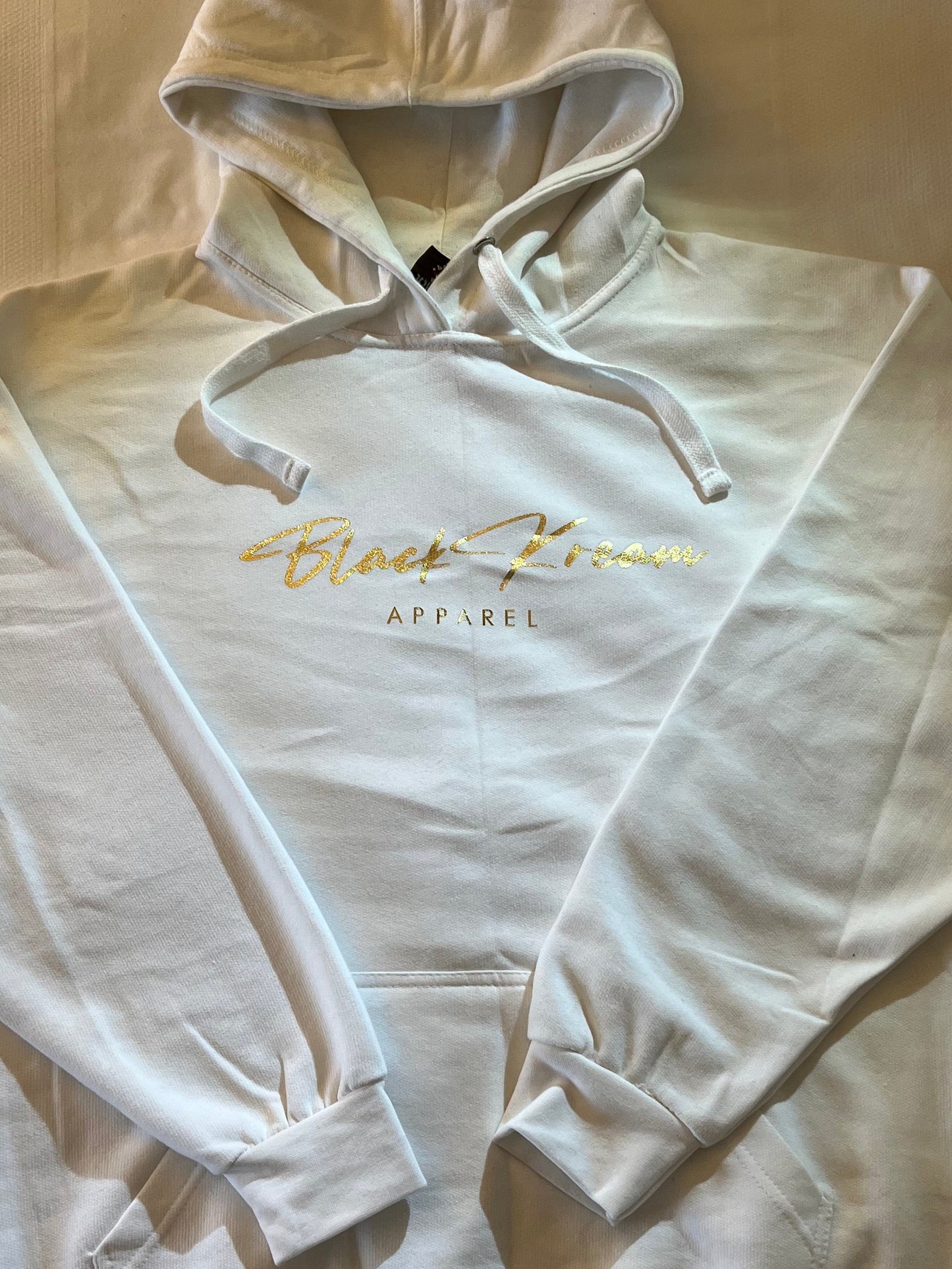 Black Kream Signature Luxury Hoodie – White & Gold Edition